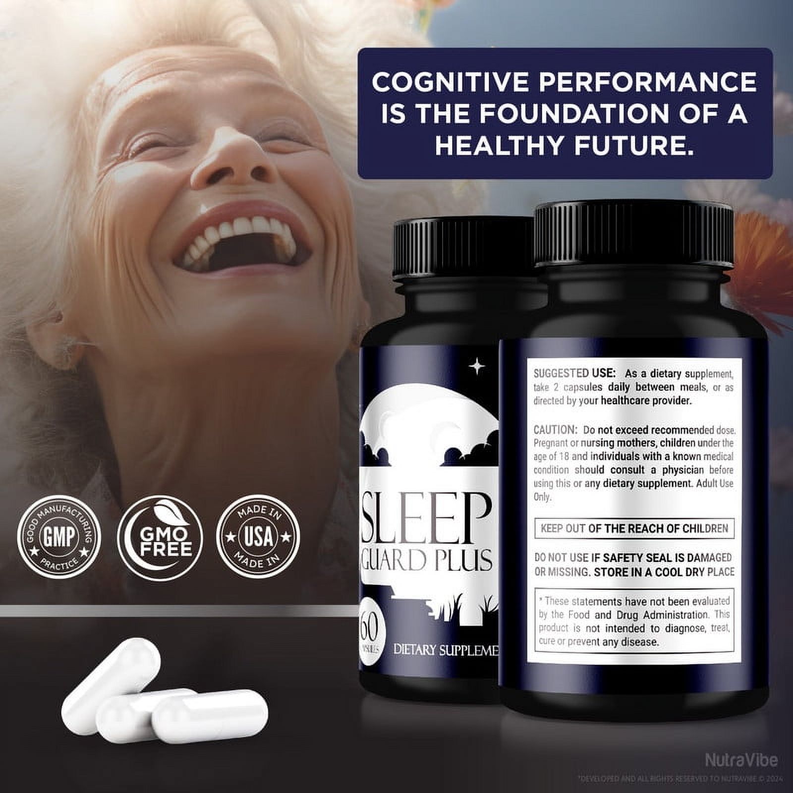 (2 Pack) Sleep Guard Plus Sleeping Aid Capsules, Sleep Guard + REM Sleep Support Supplement, Extra Strong Pills for a Relaxing and Calm Bedtime, All Natural, SleepGuardPlus Review (120 Capsules)
