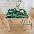 thumbnail image 3 of COMIO Spring Summer Tropical Green Leaf Waterproof Resistant Fabric Square Tablecloth White, 3 of 7
