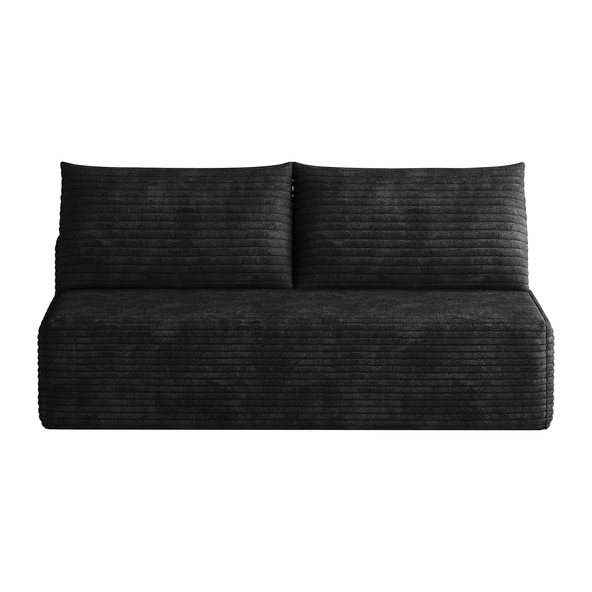 Leumius Cloud Sectional Couch,Modern Modular Sofa with Deep Seat and Backrest,Upholstered Plush Corduroy Fabric Sofa Couch with 2 Pillows for Living Room Bedroom,No Assembly,Black