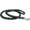 thumbnail image 2 of Black 4-thong Round Fully Braided Genuine Leather Dog Leash, 4 Ft Long, Large Breeds, 2 of 2