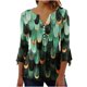 thumbnail image 2 of Puntoco 2024, tops de verano a la moda para mujer, blusas sexis con estampado de pliegues regulares para mujer, blusas con botones y cuello en V con mangas 3/4, 2 of 5