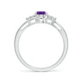 thumbnail image 2 of ANGARA Natural Oval Amethyst Bypass Ring with Trio Diamond Accents in 14K White Gold for Women (Size-7x5mm) | February Birthstone, Anniversary, Jewelry Gift for Women | Natural Amethyst Ring, 2 of 9