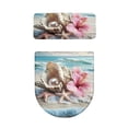 thumbnail image 4 of HELLHERO Seashell Pearl and Hibiscus Keep Dust Stain Elastic Fabric Toilet Top Cover Set, Fits All Toilet Shapes, Soft 17"x21" Elastic Edge, Easy Care, 4 of 7