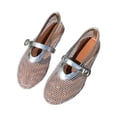 thumbnail image 4 of HTHLVMD Lightweight Slip‑On Flats, Pointed Toe Mesh Mary Jane Flats, Mesh Ballet Flats for Women Buckle Strap Comfy Casual Office Fishnet Ballerina Flat Shoes, Silver 7.5, 4 of 5