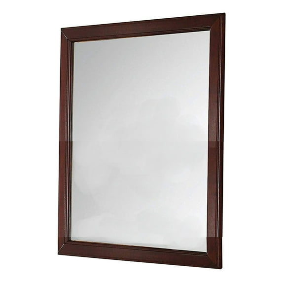 Transitional Style Mirror with Raised Wooden Frame Brown and Silver - Saltoro Sherpi