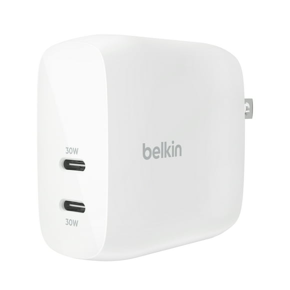 Belkin BoostCharge™ Pro Dual USB-C Wall Charger with PPS Power Delivery 60W - White, Belkin Dual USB-C Wall Charger PPS 60W