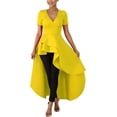 thumbnail image 4 of WenZu Womens Casual Shirt Dress High Low Irregular  Hem Blouse Asymmetrical Peplum Long Tunic Tops, 4 of 13