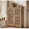 thumbnail image 2 of Oak Wooden Shoe Cabinet with Louver Doors, 6-Tier Entryway Shoe Rack Organizer, Adjustable Shelves, Storage for 24 Pairs, Living Room Bedroom, Anti-Tip Design, 2 of 7