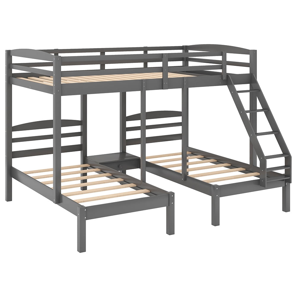 Kadyn Twin Over Twin/Full Bunk Bed, Solid Wood Bunk Bed for Kids/Teens Bedroom/Guest Room Furniture, No Box Spring Needed