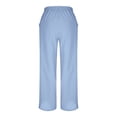 thumbnail image 5 of Kctiaxy Pants for Women High-Waisted Drawstring Cotton Linen Pants Elastic Breathable Loose Fitting Long Trousers with Pockets, 5 of 8
