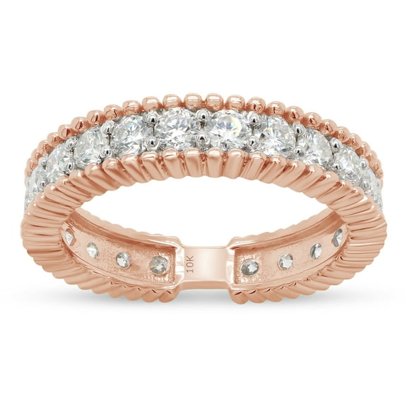 1 1/2 ct. t.w Round Cut Lab Created Moissanite Diamond Beaded Eternity Wedding Band Ring For Women In 10K Solid Rose Gold (G-H Color, VVS1 Clarity, 1.50 Cttw)-4