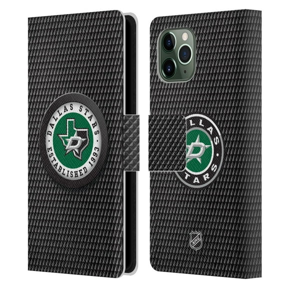 Head Case Designs Officially Licensed NHL Dallas Stars Puck Texture Leather Book Wallet Case Cover Compatible with Apple iPhone 11 Pro