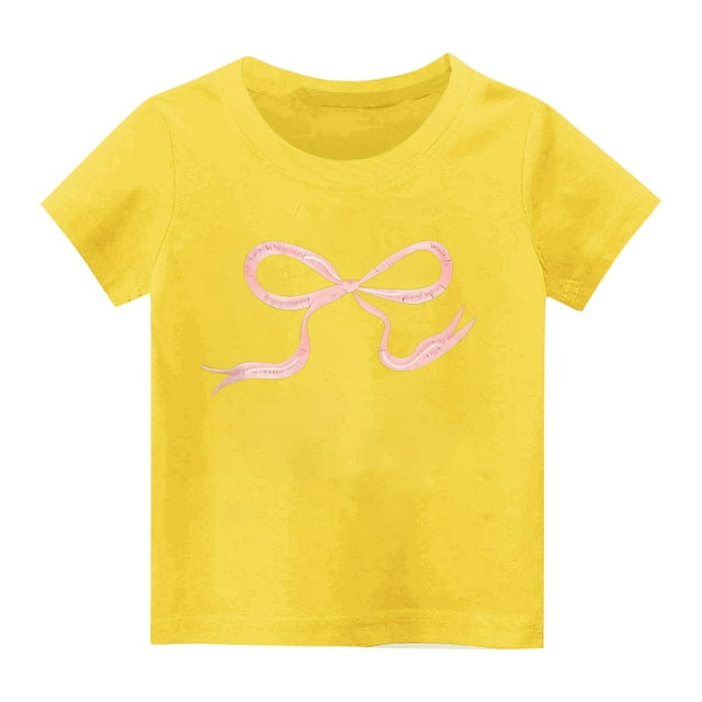 biudgviw T-Shirts pour Filles en Coton Doux à Manches Courtes Col Rond Graphiques Décontractés d'Été 2-14 Ans