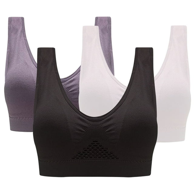 AherBiu 3pc Plus Size Sports Bras for Women High Support Wireless Workout Bras Full Coverage Push up Yoga Running Bralettes