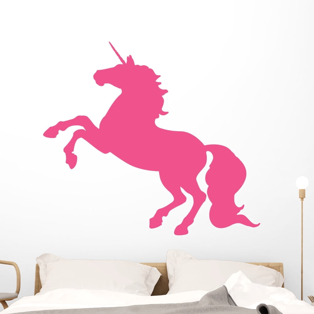 Rearing Hot Pink Unicorn Wall Decal by Wallmonkeys Peel and Stick