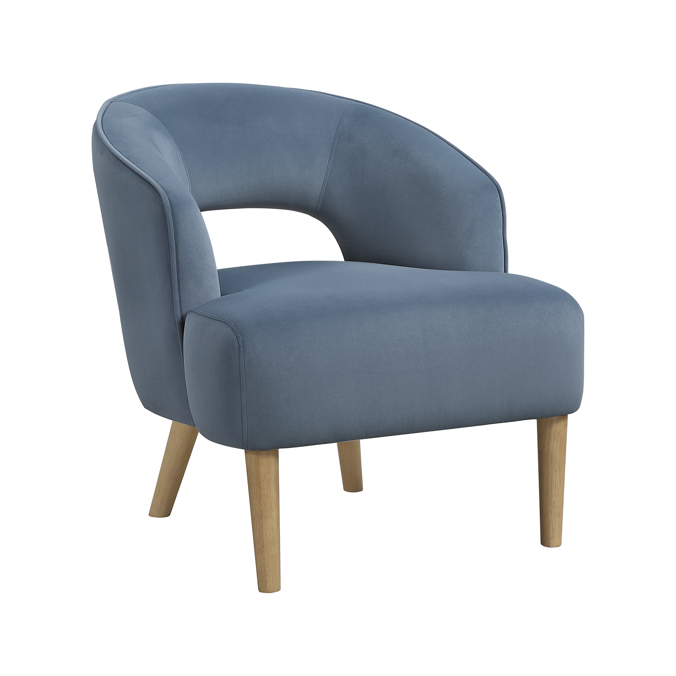 OakvillePark Mirawood Velvet Barrel Accent Chair, Blue