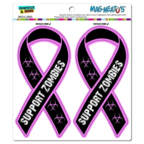 Support Zombies Ribbon Pink MAG-NEATO'S(TM) Car/Refrigerator Magnet Set