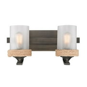2 Light Bath Vanity in Sturdy Style7.75 inches High By 16 inches Wide Gunmetal Bronze Finish with Clear Sandblasted Glass Bailey Street Home