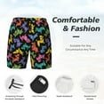 thumbnail image 6 of Picia Colorful Geometric Dog pattern Mens Swim Trunks with Compression Liner Stretch Beach Shorts Quick Dry with Zipper Pockets No-Chafing Board Shorts-Small, 6 of 9
