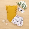 thumbnail image 6 of Dooleck Baby Girl Clothes Infant Ribbed Ruffle Bodysuit Floral Shorts Outfit Set, 6 of 8