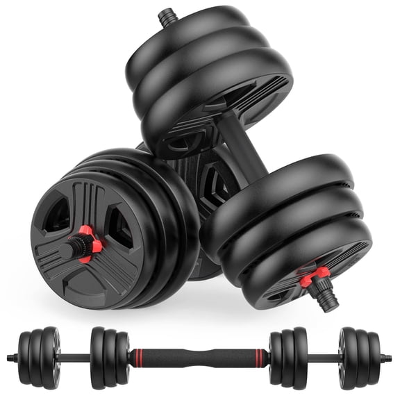 Adjustable Dumbbells, 20lbs Free Weights Dumbbells Convertible 2 in 1 Set Used as Barbell, Kettlebells, A Pair of Lightweight for Home Gym