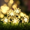thumbnail image 6 of Morttic 6.5M 30LEDs Solar Powered Lotus Flower Fairy Twinkle String Lights for Outdoor Garden Christmas Decoration (2 Pack-Warm White), 6 of 10