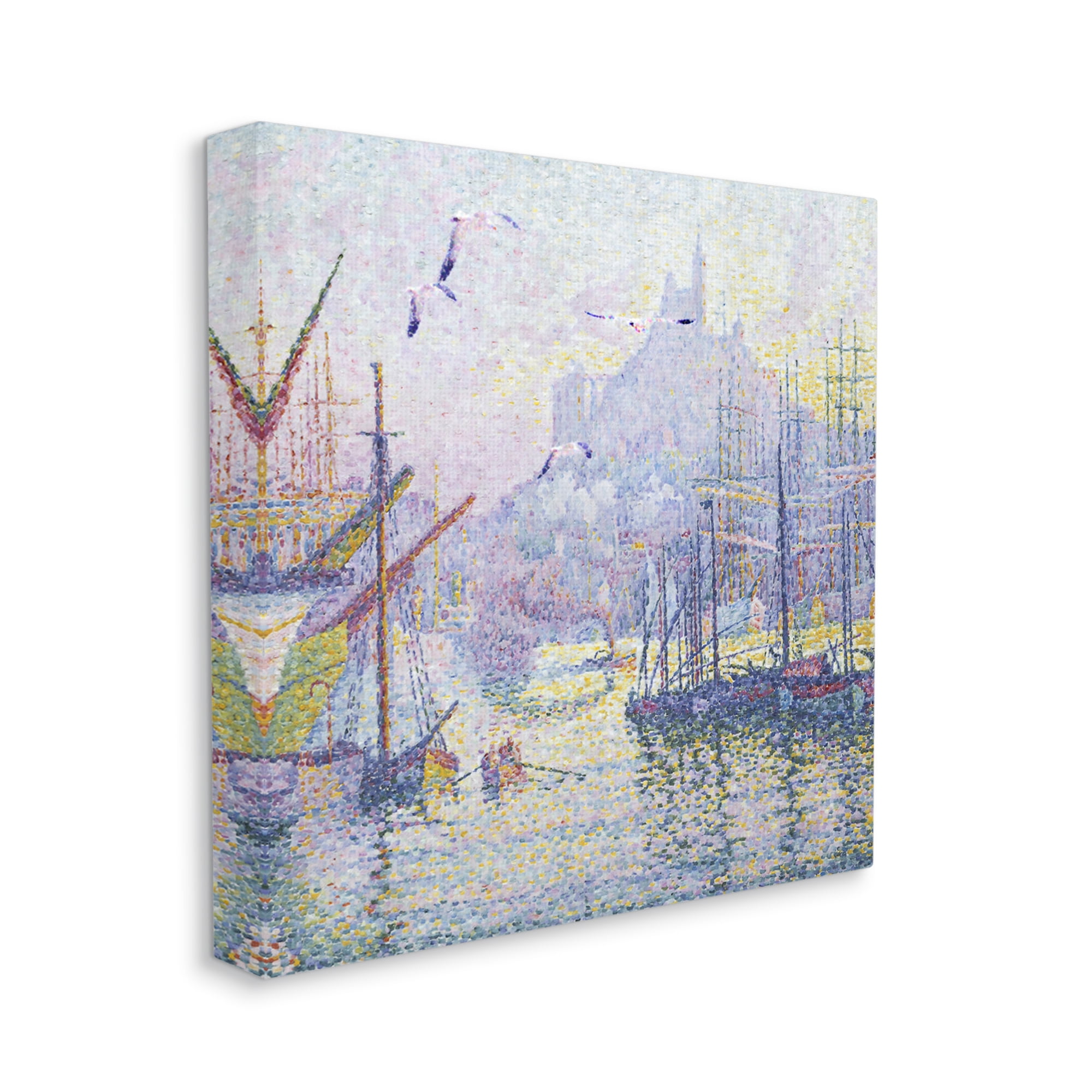 Stupell Industries Morning Sunrise Ship Port Seagulls Nautical Pointillism Painting, 17 x 17, Design by Steve Hunziker