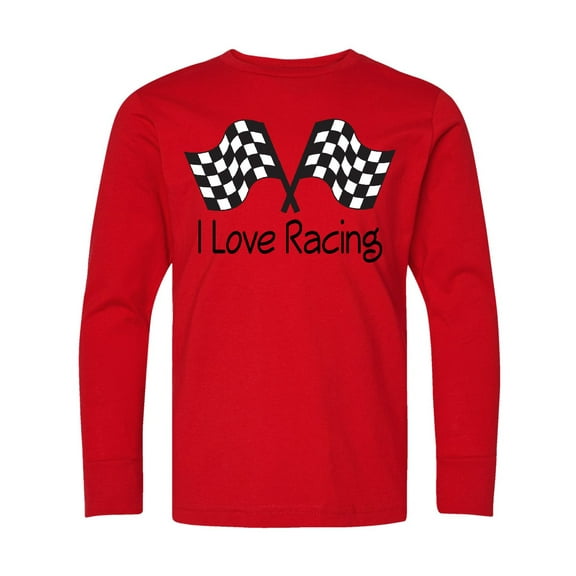 Inktastic I Love Racing Long Sleeve Youth T-Shirt