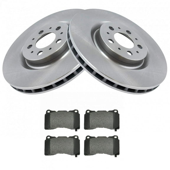 TRQ Front Brake Pad & Rotor Kit Brake Pads Brake Rotor Semi-Metallic Fits Select 2004-2007 Volvo S60 V70