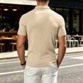 thumbnail image 5 of KLHDSF Collared Muscle Polo Shirts for Men Slim Fit V Neck Short Sleeve Ribbed Knit, Stretch, Textured, Athletic, Dress Shirt, Lightweight, Fitted Tee Khaki XXXL, 5 of 7