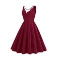 thumbnail image 4 of QUNYINEY Casual Spring Dresses for Women Sleeveless Solid A-Line Dress Lace Flowy Crew Neck Midi Sundress, 4 of 5