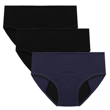 ATOYSOY Women s Plus Size Hip Lifting Cotton Panties  3 Pack Multipack Solid Leak Proof Panty Comfy Clearance Stretchy Shapewear Control Briefs Seamless Mid Waist Period Underpants Blue XL