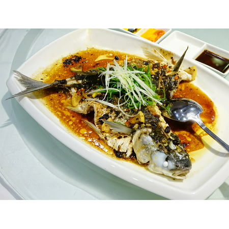 LAMINATED POSTER Cuisine Dark Sauce Steamed Meal Seafood Fish Poster Print 24 x