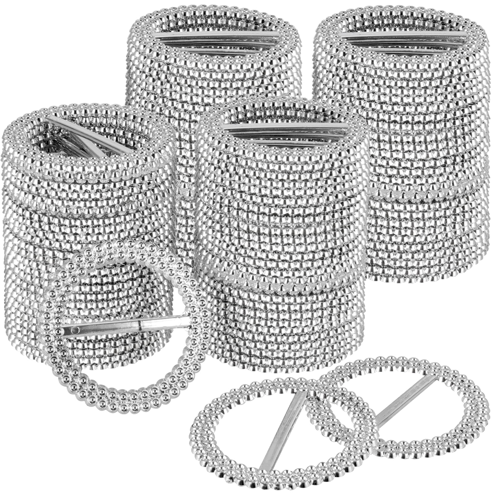 100Pcs Chair Sash Rings Silver Napkin Holder with Easy 100pcs, 