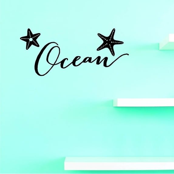 Custom Decals Ocean Wall Art Size: 10 X 20 Inches Color: Black
