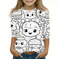thumbnail image 5 of Girls Coloring T Shirt Hand DIY 3/4 Sleeve Graphic Tees Funny Gift Pullover Casual Cotton Color-In Cute Tops, White, 9 Years, 5 of 5