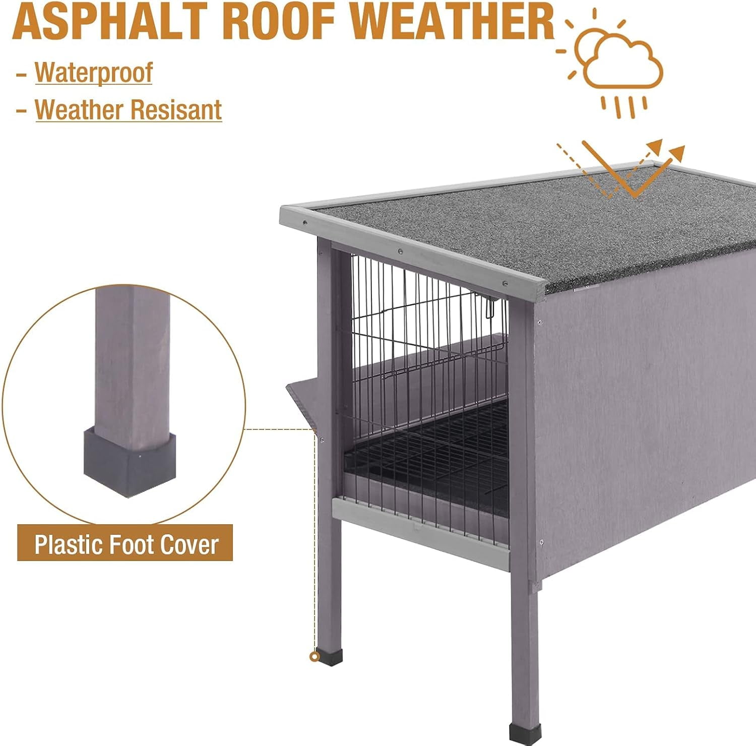 MEDEHOO Rabbit Hutch Indoor Rabbit Cage with Metal Wire Pan,Outdoor Bunny cage with Pull Out Tray