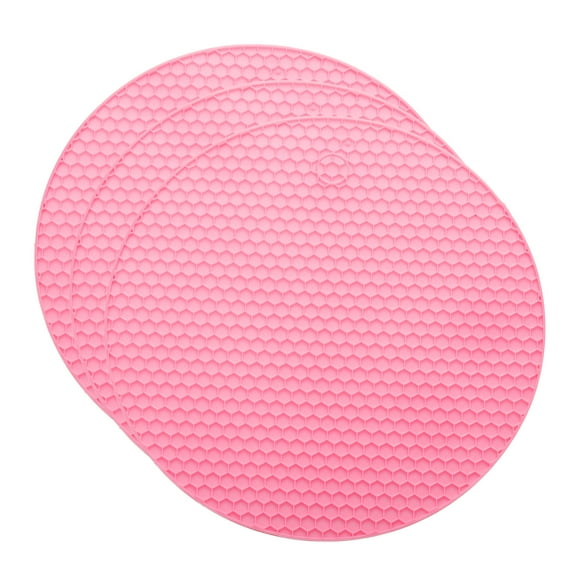 Uxcell 3pcs Silicone Jar Opener Pads, 17.5cm/7" Texture Can Opener Multipurpose Round Bottle Lid Opener Non-Slip Coasters for Weak Hands Seniors Children, Pink