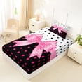 thumbnail image 4 of Erosebridal Pink Bowknot Girls Twin Sheet Sets,Cartoon Hear Print Bedding For Kids 3-Piece, 4 of 6
