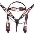thumbnail image 2 of Western Horse Headstall Breast Collar American Leather Hilason US Flag, 2 of 2
