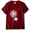 thumbnail image 3 of Summer Saving Wycnly Womens Shirts Plus Size Fashion Loose Fit Workout Tee Tops Summer Short Sleeve Round Neck Ladies Dandelion Print Tops and Blouses Wine m, 3 of 4