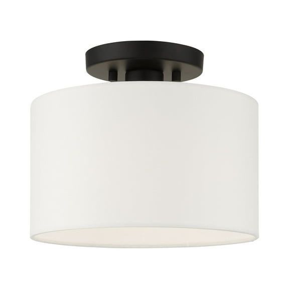Livex Lighting Meridian 10" 1-Light Metal Semi Flush Mount in Black