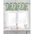 thumbnail image 2 of Birds Cage Kitchen Valances for Windows Farmhouse Linen Window Valance Curtain for Living Room Window Treatment Green Botanical Blue Floral Valance Rod Pocket Topper Drape, 54 x 18 Inch, 2 of 6