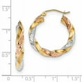 thumbnail image 2 of 14K Tri Color Gold Tri-color Polished & Diamond Cut Twist Hoop Earrings, 2 of 2