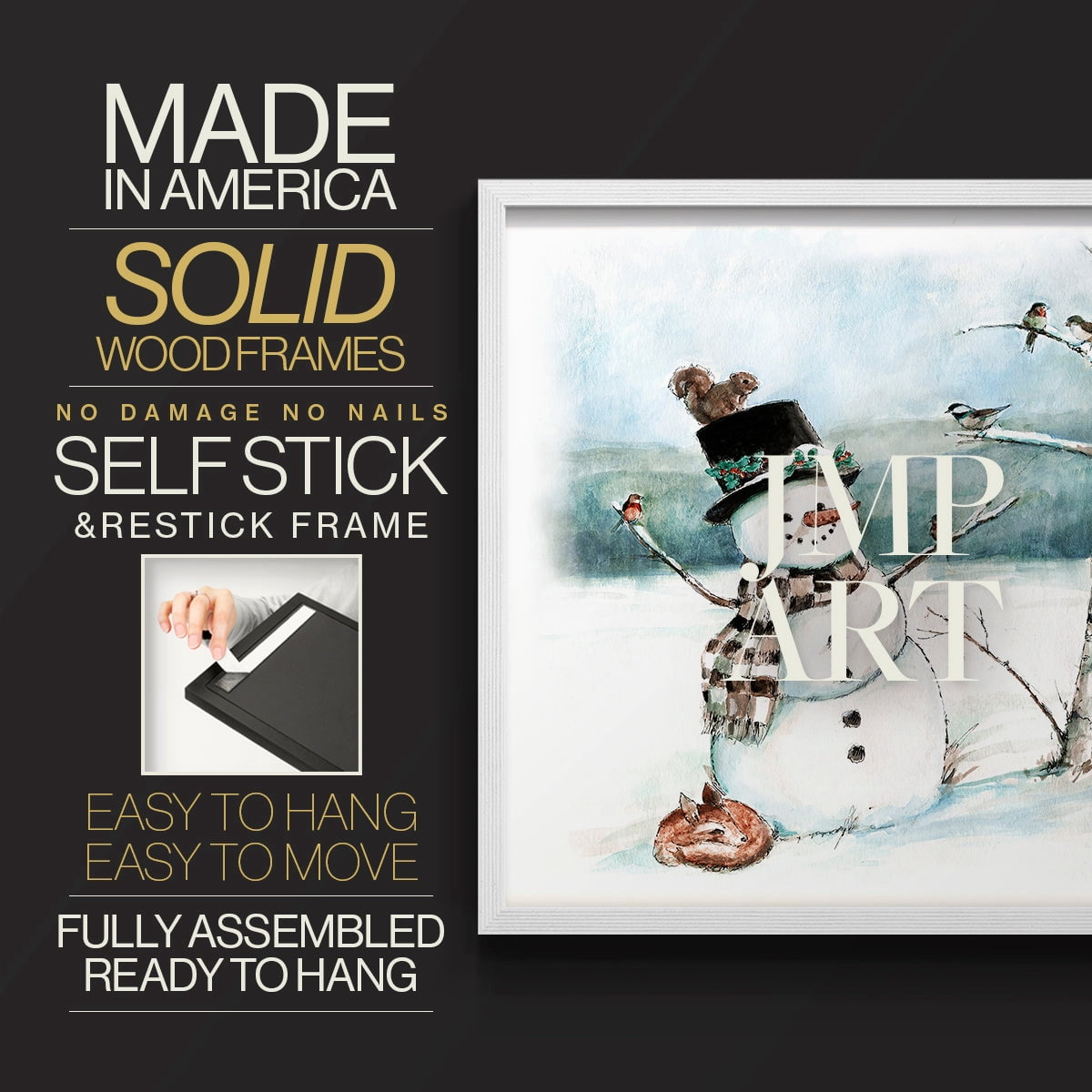 Snow Friends by Ruane Manning - Restickable Framed Giclée Print