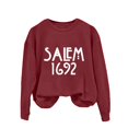thumbnail image 4 of YVNAURA Women’s Vintage Salem 1692 They Missed One Witch Sweatshirt Funny Sarcastic Graphic Pullover Crewneck Long Sleeve Halloween Spooky Season Casual Fall Top 1 Pack, Wine,XXL, 4 of 4