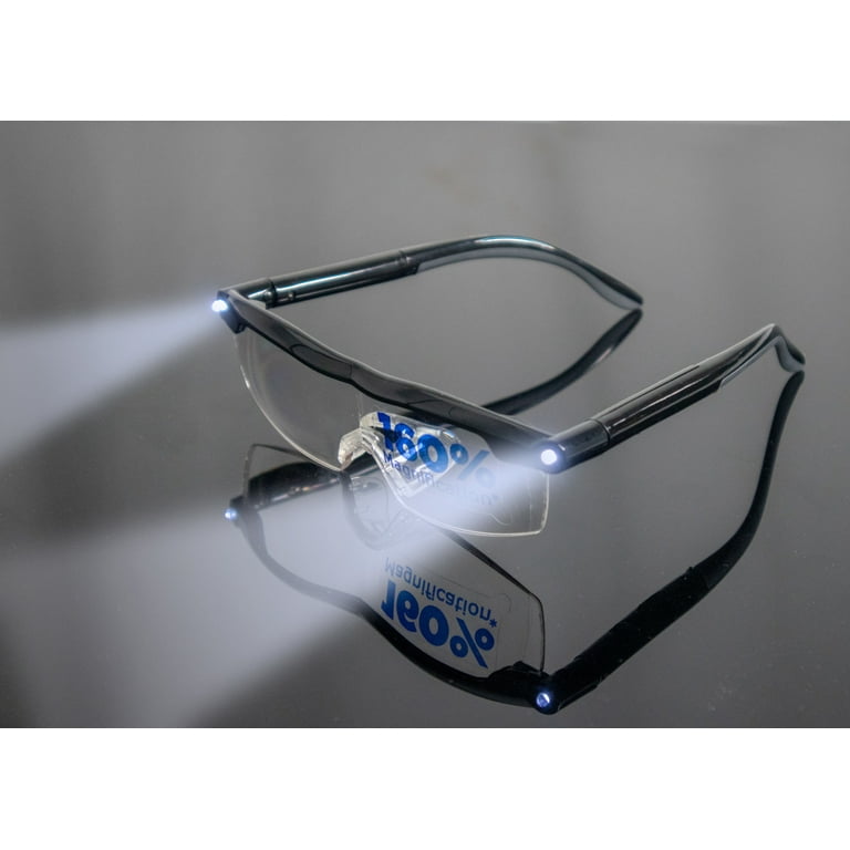 Glasses With Magnifying LED Light - Vision Eye Sight Enhancing Reading  Eyewear - 160% Magnification Lenses - UPGRADED USB Rechargeable