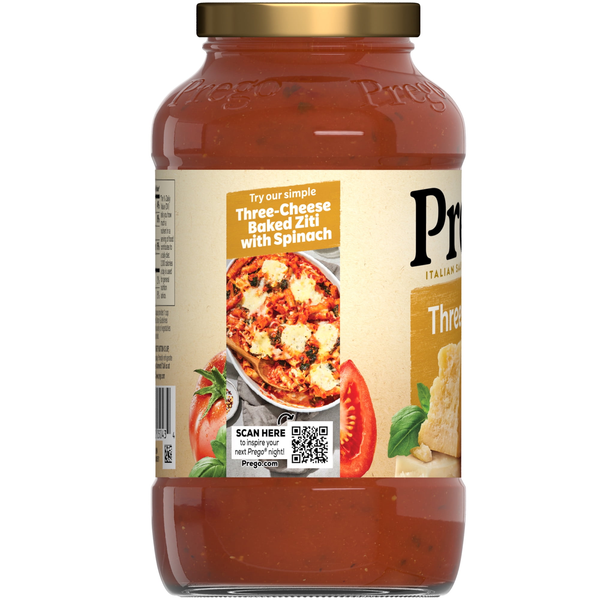 (6 pack) Prego Three Cheese Spaghetti Sauce, 24 oz Jar