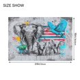 thumbnail image 2 of Toilet Rug Set Non-Slip Bathroom Rugs Soft Plush Machine Washable Contour Bath Mat Elephants Birds 24x20/24x16, 2 of 9
