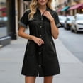 thumbnail image 5 of Vmvidoty Womens Casual Denim Summer Dresses Short Sleeve Turndown Collar Button Zipper Mini Dress with Pocket Black S, 5 of 5